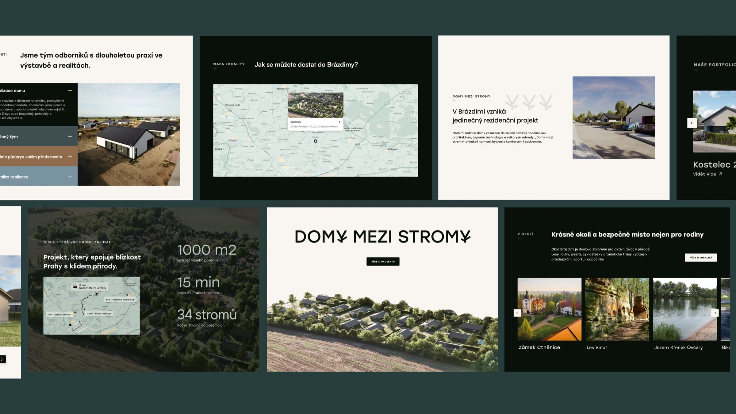 Northouse website sections on a dark green ground, including a team accordion, a location map and key numbers.