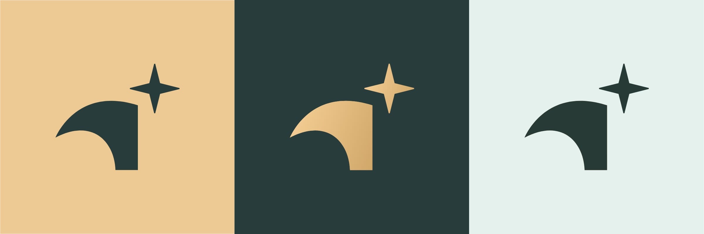 The ECZ horse-head symbol with a four-pointed star, shown on sand, dark green and pale mint tiles.