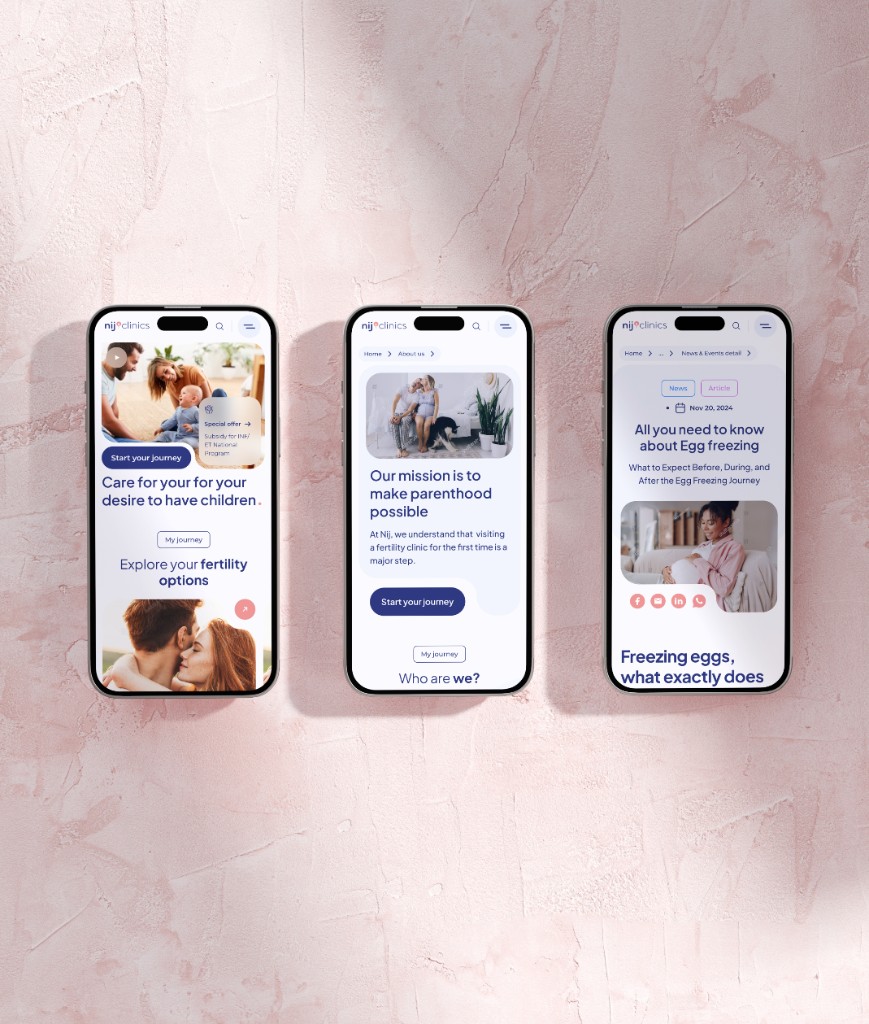 Nij Fertility Clinics mobile website on phones